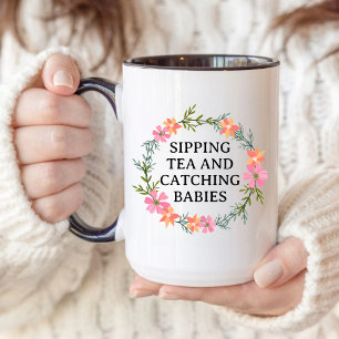 Caneca De Café Parteira, enfermeira do OB, SIPANDO CHÁ E PEGANDO