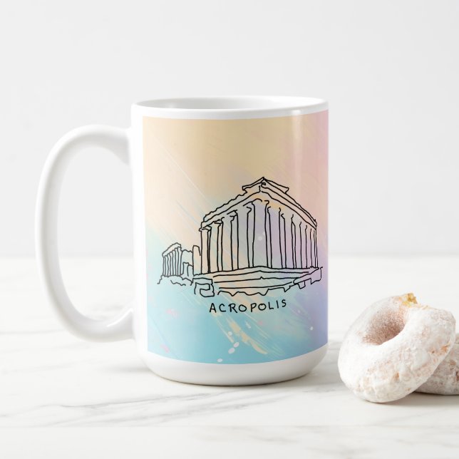Caneca De Café Parthênon Acropolis Athens Grécia Souvenir (Com Donut)