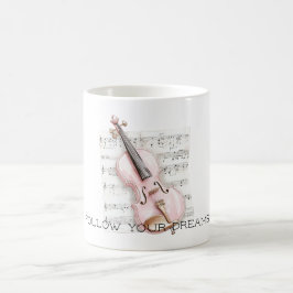 Caneca De Café Partitura de Violino Rosa