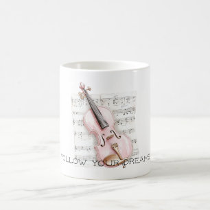 Caneca De Café Partitura de Violino Rosa