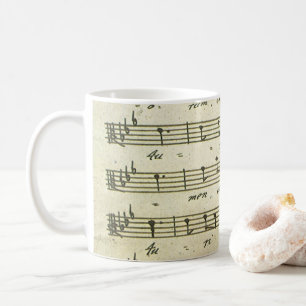 Caneca De Café Partitura Vintage, Partitura Musical Antiga 1810
