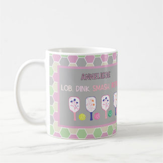 Caneca De Café Pás Florais e Pickleball Personalizado Pastel
