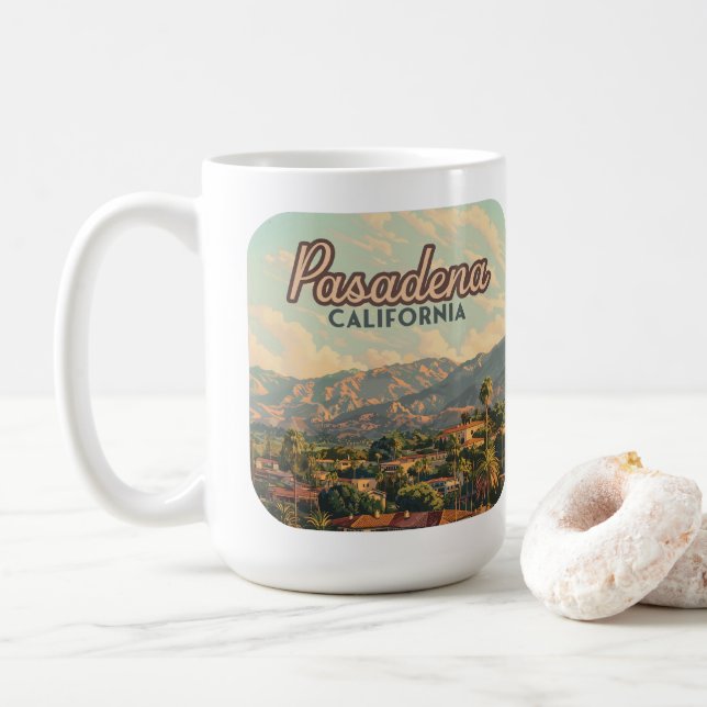 Caneca De Café Pasadena Los Angeles, Montanhas da Califórnia, Vin (Com Donut)