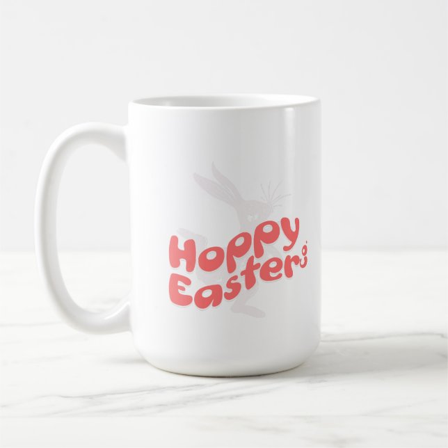Caneca De Café Páscoa Alegre Retro Laranja Rosa (Esquerda)