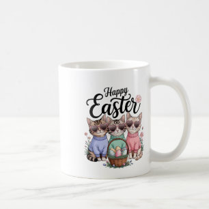 Caneca De Café Páscoa Bonita Gato Coelhinho Orelha Ovos Homens Gr