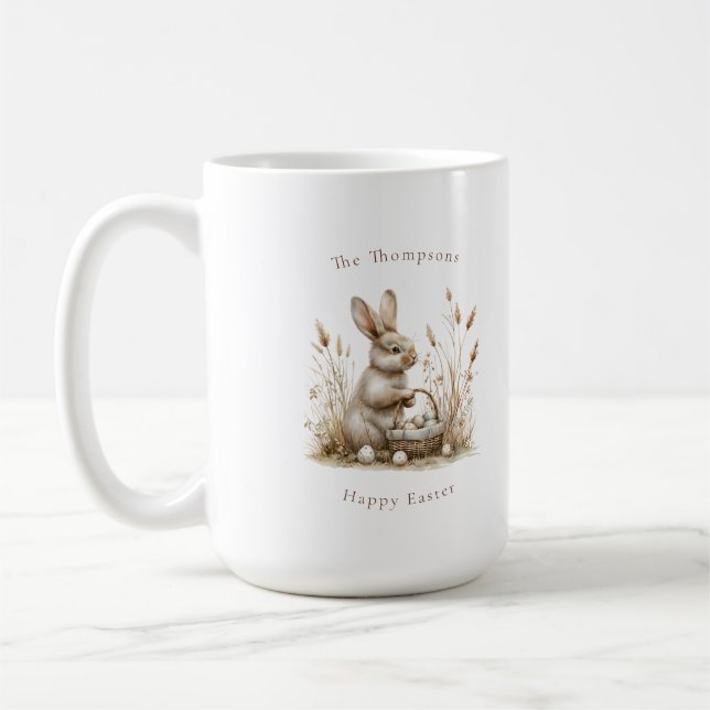 Caneca De Café Páscoa Bunny Beige Boho (Esquerda)