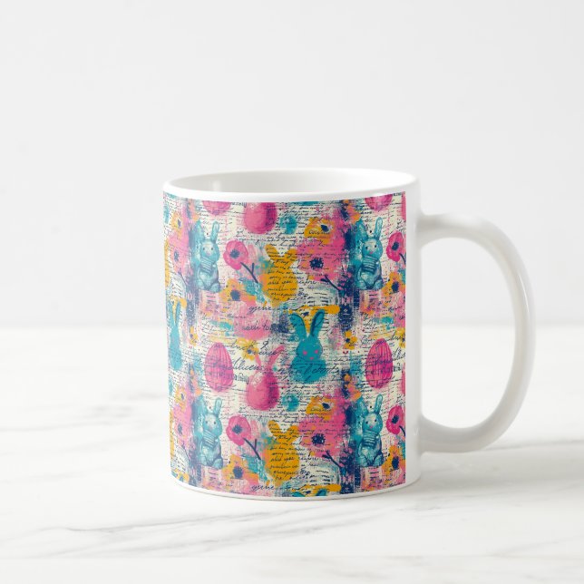Caneca De Café Páscoa Bunny Splash: Matizes de Felicidade (Direita)