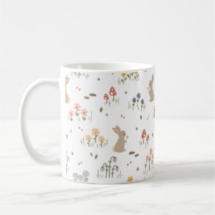 Caneca De Café Páscoa Coelhinha Presente Crianças Café Mug Flores