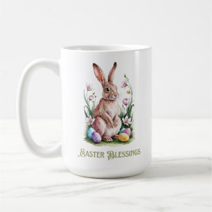 Caneca De Café Páscoa Coelhinho de Água e Flores