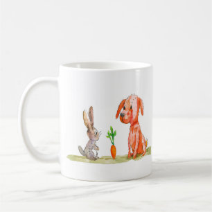 Caneca De Café Páscoa de Cachorro e Coelho