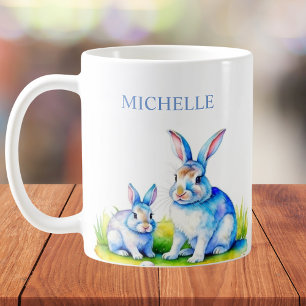 Caneca De Café Páscoa de coelho com aquarela