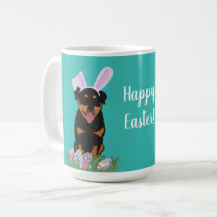 Caneca De Café Páscoa do Rottweiler Personalizável 