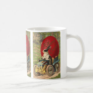 Caneca De Café Páscoa Engraçada Vintage, Automóvel de Ovos Coelho