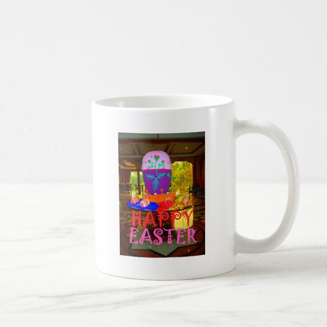 Caneca De Café Páscoa Festiva Joyful Springtime Ovos Coloridos (Direita)