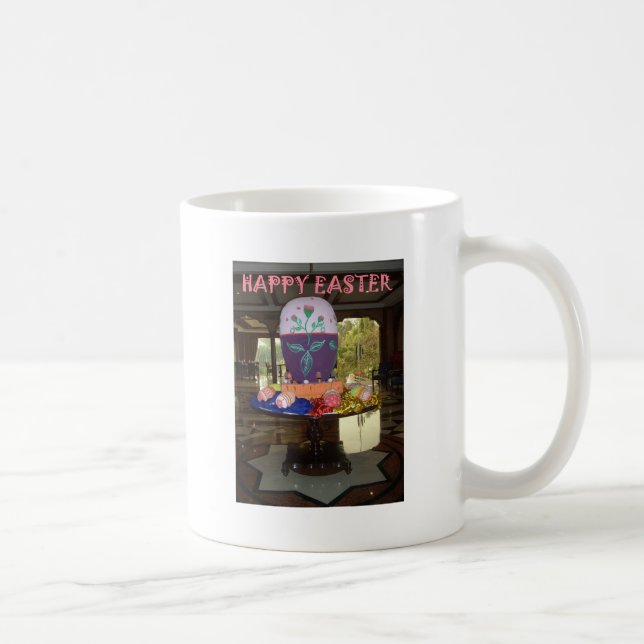 Caneca De Café Páscoa Festiva Joyful Springtime Ovos Coloridos (Direita)