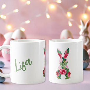 Caneca De Café Páscoa Floral Coelhinho Café Mug