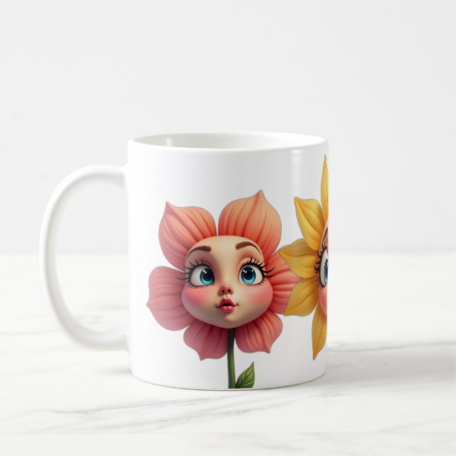 Caneca De Café PÁSCOA Flores de primavera Novidade Dão para ela (Esquerda)