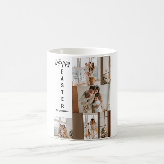 Caneca De Café páscoa moderna elegante, colagem fotográfica da fa (Centro)