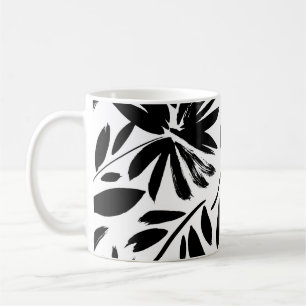Caneca De Café Páscoa negra: padrão de crisântemo de vintage