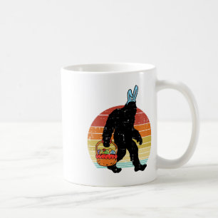 Caneca De Café Páscoa Ovos Coelho Sasquatch Pé Grande Retro Homen