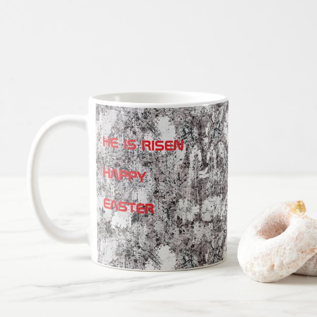 Caneca De Café Páscoa preto e branco (Com Donut)