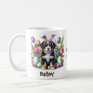 Caneca De Café Páscoa/Primavera de Cachorro Suíço Personalizado