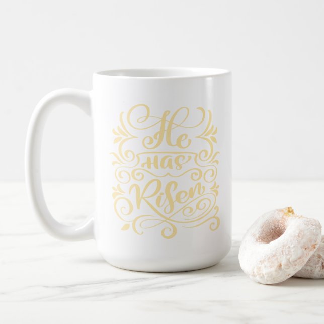 Caneca De Café Páscoa Que Aumenta O Escrito Cristão Pastel Amarel (Com Donut)