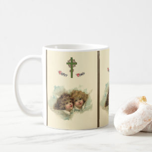 Caneca De Café Páscoa Vintage, Anjos Angelicais Nuvens no Céu
