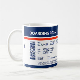 Caneca De Café Passagem de embarque - Azul e Vermelho