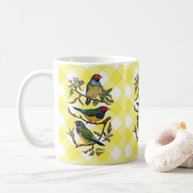 Caneca De Café Pássaro Amarelo vitoriano (Com Donut)