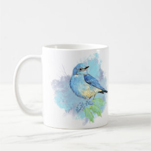 Caneca De Café Pássaro Azul de Jardim Bonito Arte de Pássaro Aqua