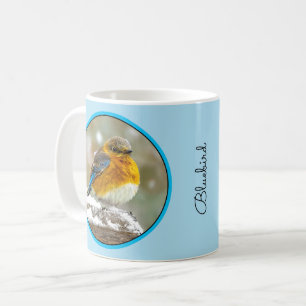 Caneca De Café Pássaro-azul-do-leste na Neve - Fotografia Origina