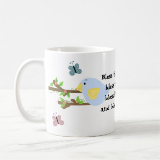 Caneca De Café Pássaro Azul e Borboletas