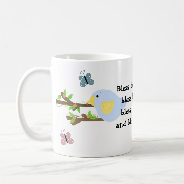 Caneca De Café Pássaro Azul e Borboletas (Esquerda)