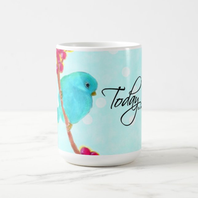 Caneca De Café Pássaro Azul - Hoje é um dia realmente bom! (Centro)