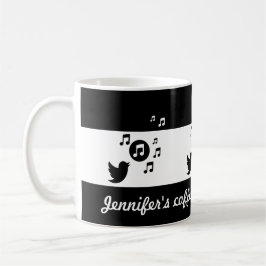 Caneca De Café Pássaro Canalizador Personalizado Preto e Branco
