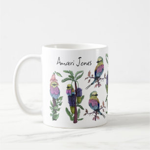 Caneca De Café Pássaro Cilindro Lilac Rompido Caquetado