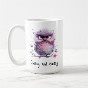 Caneca De Café Pássaro Cinzento e Roxo Roxo Sassy
