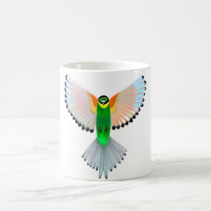 Caneca De Café Pássaro Colorido Voando Caça