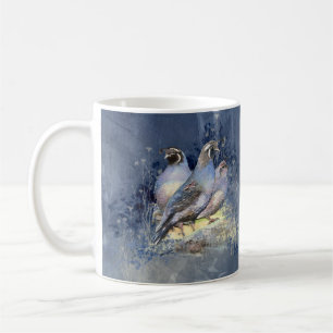 Caneca De Café Pássaro da codorniz da Califórnia em azul