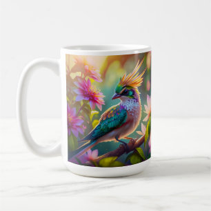 Caneca De Café Pássaro da Fantasia da Finch com Cabeça Verde Deit