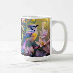 Caneca De Café Pássaro de Fantasia Amarelo Violet Tufado