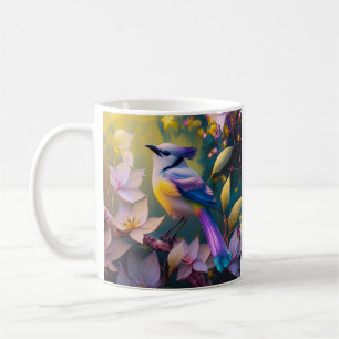 Caneca De Café Pássaro de Fantasia Amarelo Violet Tufado