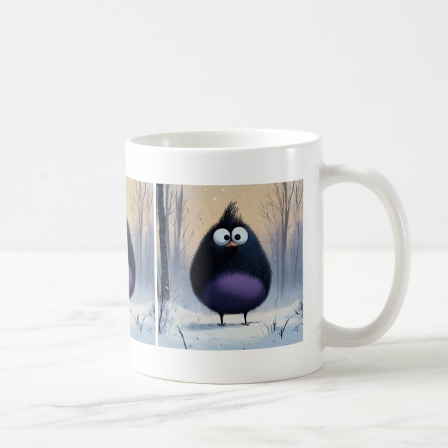 Caneca De Café Pássaro de inverno cômico (Direita)