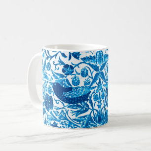 Caneca De Café Pássaro de Nouveau da arte e tapeçaria da flor,