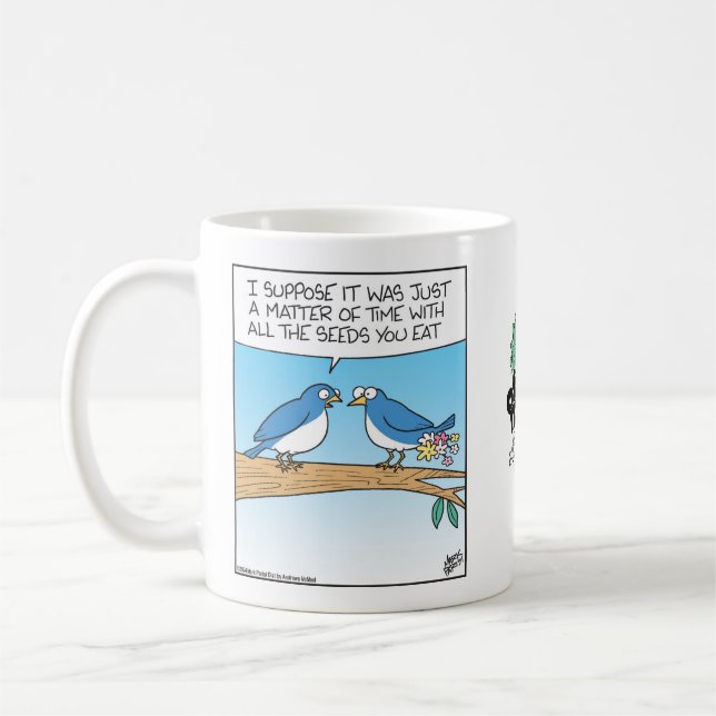Caneca De Café Pássaro defecando flores (Esquerda)