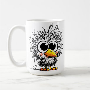 Caneca De Café Pássaro Desgrenhado: Arte Fofa e Divertida