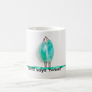 Caneca De Café Pássaro diz casal fofo 'tweet' apaixonado por vidr