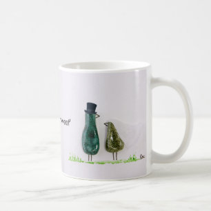 Caneca De Café Pássaro diz 'tweet' casamento casal cerâmica verde