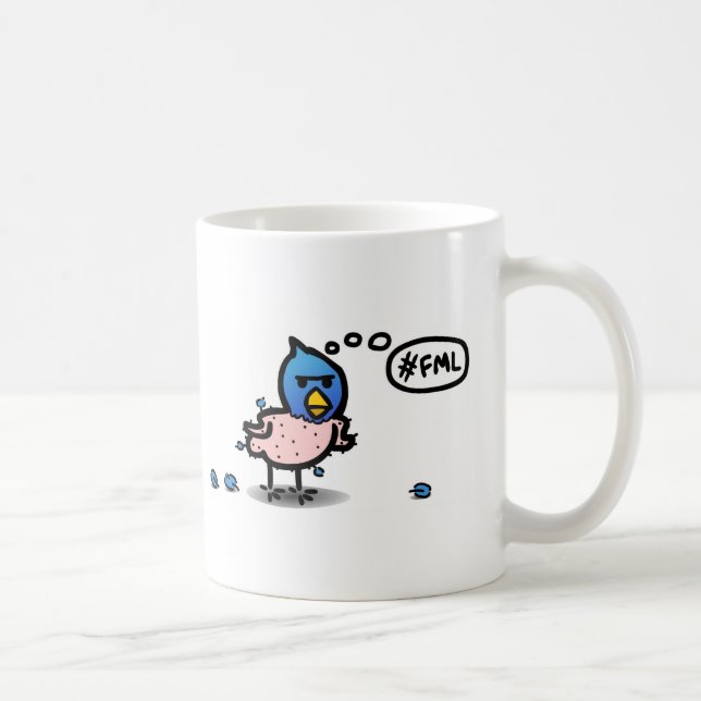 Caneca De Café Pássaro do azul do Twitter do #FML (Direita)